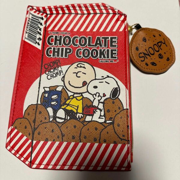 スヌーピー　フラットポーチ　2 クッキー　チャーリーブラウン　レッド　SNOOPY PEANUTS 