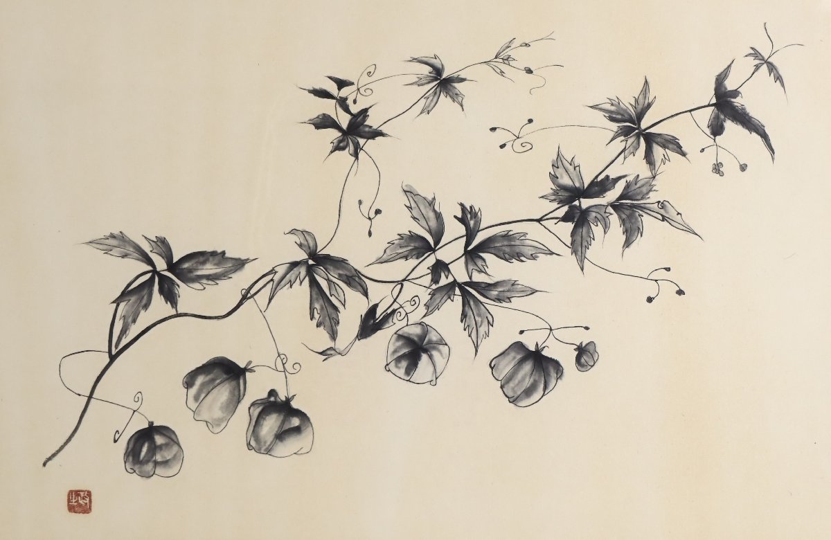 Masayuki Imai Globo Kudzu pintura en tinta Artículo enmarcado Artículo raro / Pintura botánica Artista cerámico Pintura en tinta Pintura en acuarela, obra de arte, cuadro, Pintura en tinta