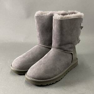 Eb12 UGG australia アグオーストラリア ムートンブーツ シープスキン ラム サイズ23 グレー レディース ベイリーボウ バックリボン