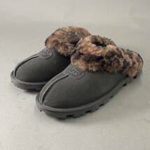 Gb12 UGG australia アグオーストラリア ムートンサンダル ボア サイズ27 ブラック メンズ Coquette コケット レオパード スリッパ_画像1