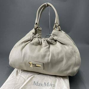 Eb15 イタリア製 Max Mara マックスマーラ ハンドバッグ トートバッグ ベージュ系 レディース ジップ ロゴプレート レザーバッグ カバン 鞄