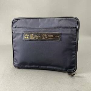 Eb15 イタリア製 Felisi フェリージ クラッチバッグ タブレットケース セカンドバッグ ネイビー ジップ レザーパイピング スリム カバン 鞄