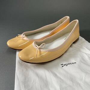 Eb22 repetto レペット フラットシューズ バレエシューズ ラウンドトゥパンプス エナメル リボン 38/24cm フランス製 レディース 女性用