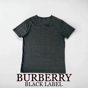 美品 BURBERRY BLACKLABEL 日本製 Vネック Tシャツ 半袖 カットソー バーバリー ブラックレーベル 三陽商会 正規品 ロゴ プリント