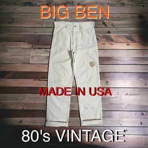 雰囲気抜群 USA製 80's VINTAGE BIGBEN ホワイト ペインターパンツ 42TALON ワークパンツ Wrangler アメリカ購入 ビンテージ 古着 輸入