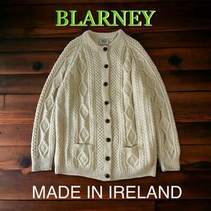 EURO VINTAGE BLARNEY アイルランド製 ハンドニット 手編み アランニット ケーブル編み ニット ウール カーディガン フィッシャーマン 古着