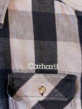 00's VINTAGE Carhartt ブロックチェック ヘビーネルシャツ グレー カーハート 古着 バッファローチェック 長袖 シャツ ベビーネル 厚手_画像5