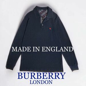 BURBERRY LONDON ENGLAND製 長袖 ゴルフウェア ポロシャツ バーバリー ロンドン イングランド製 海外 輸入 古着 ノヴァチェック 鹿の子