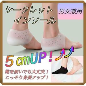 男女兼用 シークレット インソール ５cm 身長アップ 中敷 シリコン 通気性