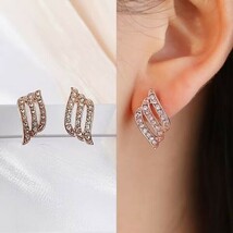 ★ オシャレ キラキラ ピアス ☆ ジュエリーイヤーカフ 耳飾り イヤリング レディース 可愛い アクセサリー 両耳用 ピンク金 a8_画像4