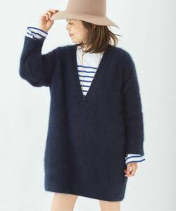 plage Cashmere Mix Fur 深Vプルオーバー　カシミヤ混　プラージュ