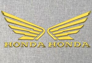 ホンダ立体【ゴールド】HONDAステッカーウイングエンブレム翼3D本田2枚セット タンクウイングエンブレム 立体3Dエンブレム