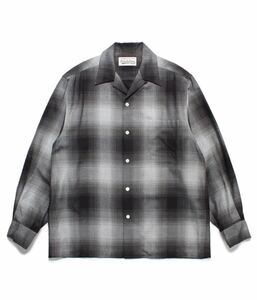 【新品】WACKO MARIA Ombre Check Open Collar Shirt XL ブラック 黒 ワコマリア オンブレ