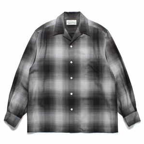 【新品】WACKO MARIA Ombre Check Open Collar Shirt XL ブラック 黒 ワコマリア オンブレの画像1