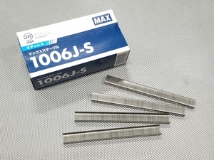 ●MAX ステンレス ステープル 1006J-S 400本 ＞ 肩幅10mm 足長6mm 国産 バイク オートバイ 水上 エア エアー タッカー シート レザー 針 芯