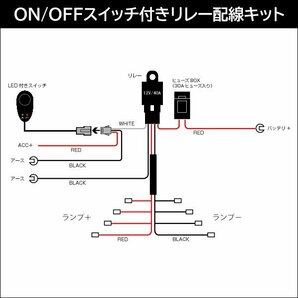 オフロードスタイル 3点セット (パイプバンパー付き ナンバープレート ＋ LEDワークライト 黄2個 + リレーハーネス)/21の画像10