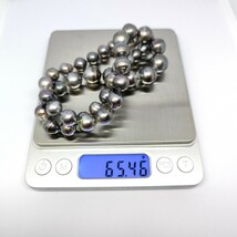 パールネックレス 南洋 バロック K14WG 8.8mm-13.1mm クラスプ ホワイトゴールド 65.4g 本真珠 黒蝶 _画像9