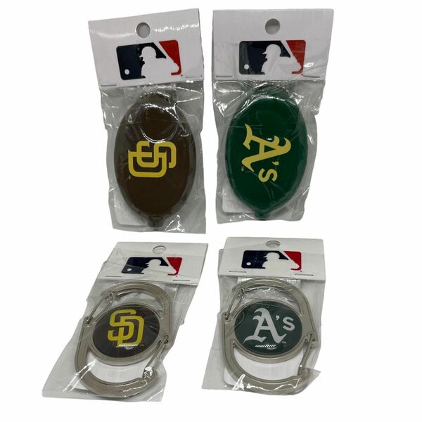 【新品】MLB オークランド　アスレチックス　サンディエゴパドレス　コインケース　カラビナ　