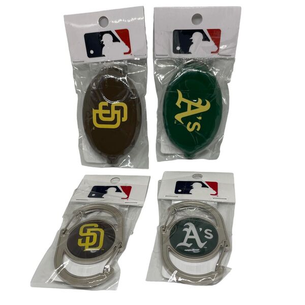 【新品】MLB オークランド アスレチックス サンディエゴパドレス コインケース カラビナ