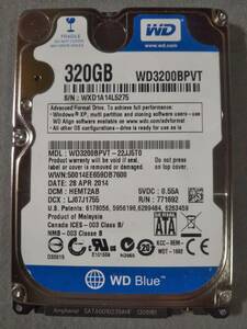 320GWestern Digital WD3200BPVT-26JJ5T0 2.5インチ 9.5mm SATA ②