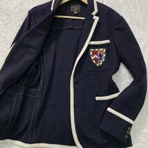 【希少・XL相当】美品　POLO RALPH LAUREN ポロラルフローレン テーラードジャケット ウール ブレザー ネイビー 紺ブレ メンズ LL 戦闘服_画像2