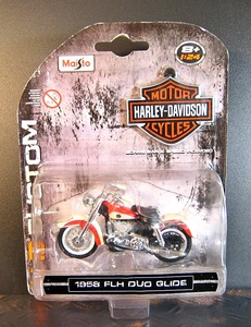 Maisto マイスト 1/24 Harley-Davidson ハーレー ダビッドソン 1958 FLH Duo Glide デュオグライド 赤/白 未開封 レトロ バイク サドル