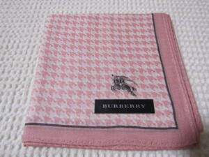 バーバリー　ハンカチ　千鳥格子　ホースマーク　刺繍　ピンク系　未使用　定形外郵便の送料94円
