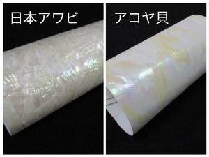 ◆貝シート 2枚◆日本アワビ & アコヤ貝◆割り加工◆曲面対応・シール付