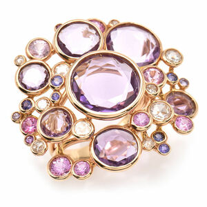  Damiani Bubble s amethyst ring 10.5 number K18PG finish settled sapphire diamond round Circle pink gold used free shipping 