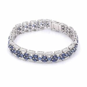 Всего 10,50ct Natural Sapphire Bracelet K18WG Всего 0,80CT Natural Diamond Новое готовое белое золото.