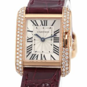 [Гарантия 3 года] Cartier Женский Танк AnglaiseSM WT100013 K18PG Бриллиантовый безель Серебряный циферблат Кварцевые часы Б/У Бесплатная доставка