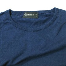 JOHN SMEDLEY ジョンスメドレー イギリス製 シーアイランドコットンクルーネックニット M ブルー セーター ハイゲージ プルオーバー g15404_画像4