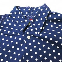 NEPENTHES ネペンテス アメリカ製 POLKA DOT SWITCHING SHIRTS ポルカドット切り替えシャツ 1 ネイビー 長袖 ドッキング トップス g13714_画像4