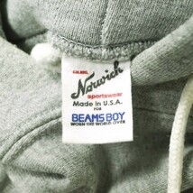 Norwich Sportswear x BEAMS BOY ノーウィッチスポーツウェア 別注 アメリカ製 裏起毛 スウェットプルオーバーパーカー S グレー g13915_画像3