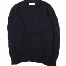 WILLIAM LOCKIE x UNITED ARROWS ウィリアムロッキー 別注 ケーブルクルーネックニット 38 ネイビー セーター アラン プルオーバー g15031_画像1