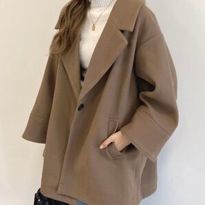 ZOZOTOWN フェイクウールコクーンコート ブラウン L