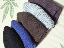 年中被れる　深型１８㎝●イスラム帽●コットン・綿１００％/紺　細編み　ハンドメイド　手編み_画像2