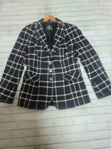  Italiya ita rear tailored jacket WOOL high quality equipment ornament check pattern lady's outer garment outer size:11