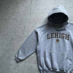 vintage 90's CAMPUS COLORS ヘビーオンス カレッジロゴ LEHIGH プルオーバーパーカー グレー XL