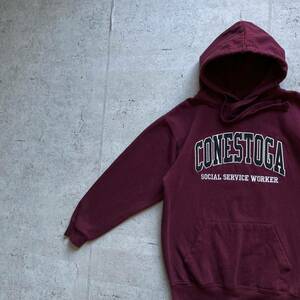 vintage 90's CAMPUS ONE カレッジロゴ CONESTOGA プルオーバーパーカー ボルドー S