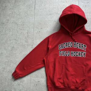 vintage 90's MV.SPORT ヘビーオンス カレッジロゴ SACRED HEART プルオーバーパーカー レッド L