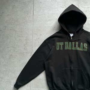 champion チャンピオン カレッジロゴ UT DALLAS フルジップアップ パーカー ブラック L