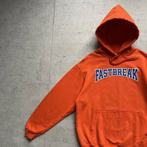 vintage 90's PORT &COMPANY ヘビーオンス カレッジロゴ FASTBREAKプルオーバーパーカー オレンジ M