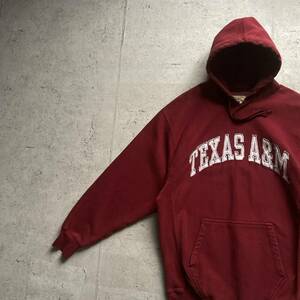 vintage 90's STEVE &BARRY'S カレッジロゴ へビーオンス TEXAS A&M プルオーバーパーカー ボルドー M