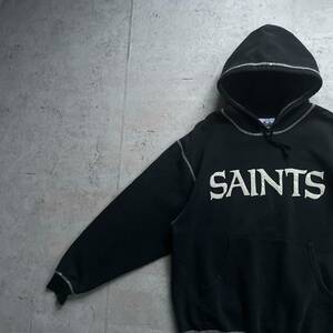 vintage 90's majestic ヘビーオンス カレッジロゴ SAINTS プルオーバーパーカー ブラック M