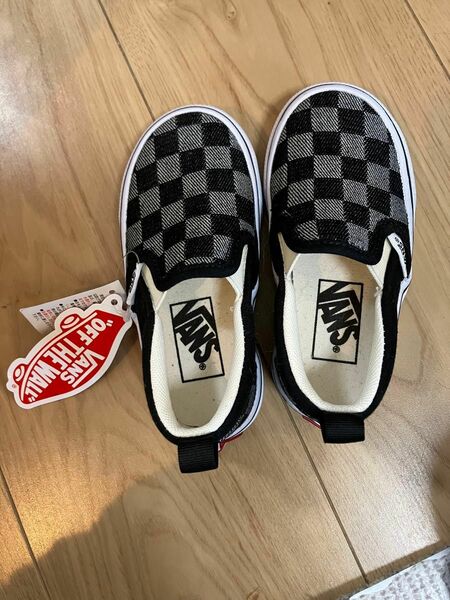 VANS ヴァンズ　スリッポン　14cm 市松柄