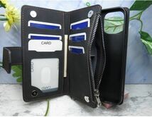 【新品未使用 】財布型iPhone12(6.1)スマホケース 手帳型 カバー ひし形スマホケース即日発送(ブラック）_画像5