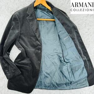 極美品【L】極上のベロア&幾何学模様!アルマーニコレッツォーニ ARMANI COLLEZIONI テーラードジャケット 48 光沢 滑らかな質感 至高の逸品