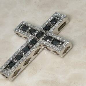 a968 K18wg ペントップ ダイヤモンド ブラックダイヤモンド 十字架の画像2