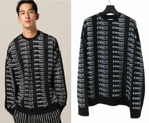  regular price 3 ten thousand 18A/W YOSHIO KUBOyosi ok boGROUNDFLOOR EVEREST JACQUARD KNIT TOP 2 knitted × sweat black ebe rest chi bed 